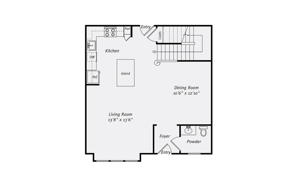 The Broadmoar - 2 bedroom floor plan layout with 2 bathrooms and 1533 square feet (Floor 1)