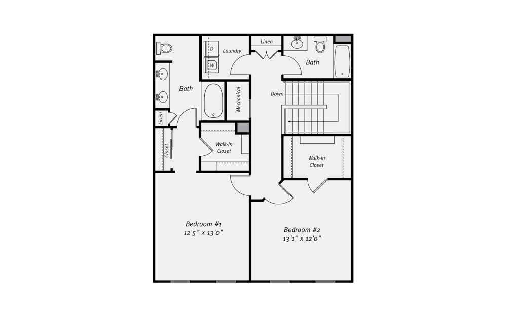 The Broadmoar - 2 bedroom floor plan layout with 2 bathrooms and 1533 square feet (Floor 2)