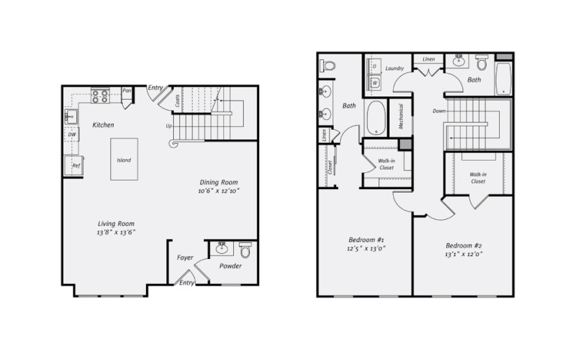The Broadmoar - 2 bedroom floor plan layout with 2 bathrooms and 1533 square feet